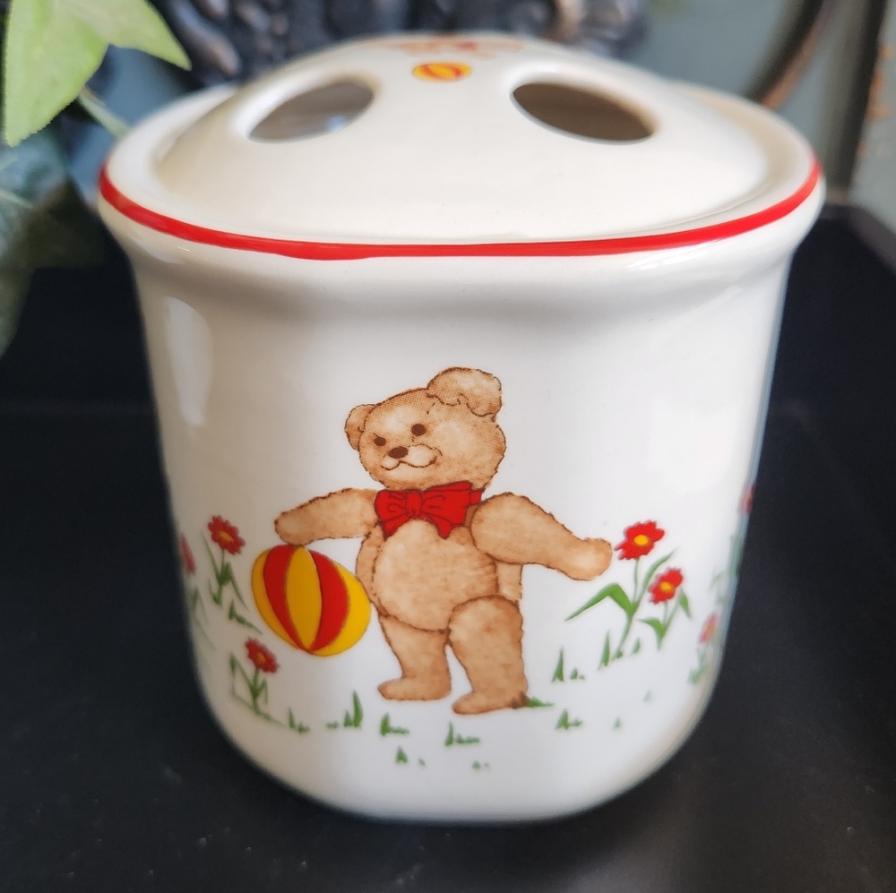 Vintage 1984 Mason's Ironstone Teddy Bear Toothbrush Holder